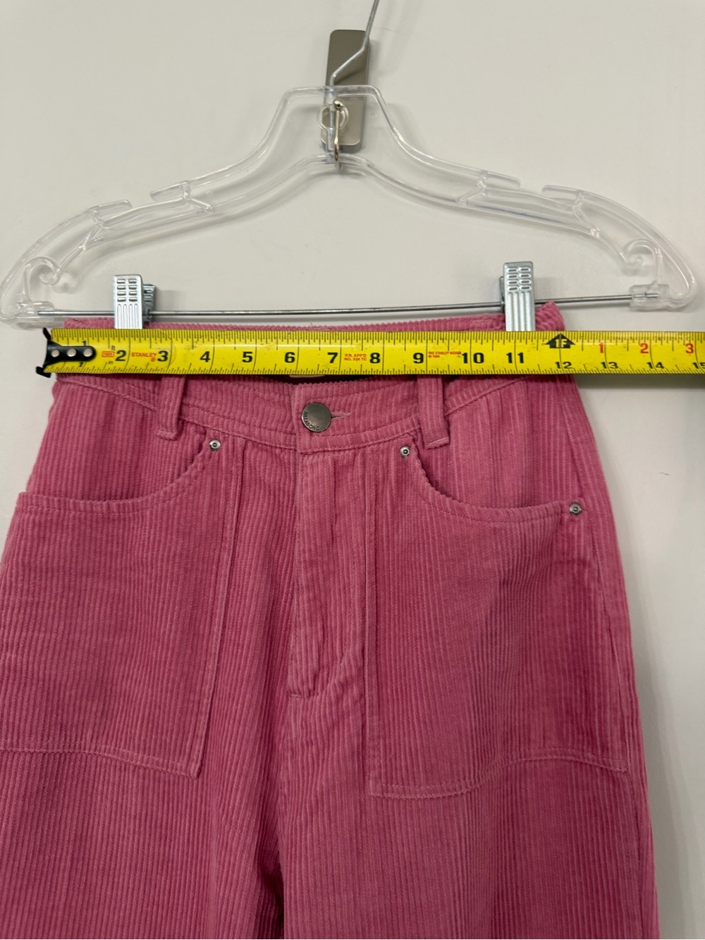 Billabong waist 24 pink wide leg patch pocket crop ankle corduroy pants women’s - Picture 3 of 9